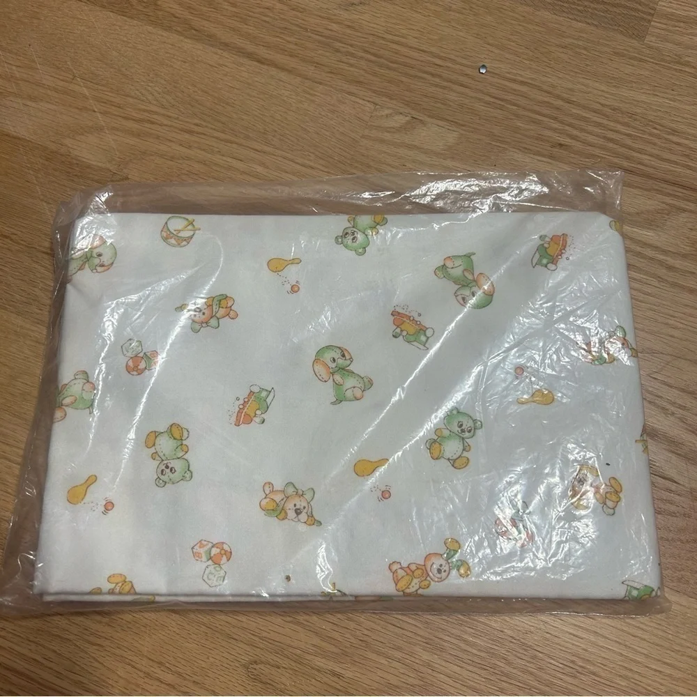 Vintage New Generation 2 Receiving Blankets NEW 100% Cotton Bear Train Baby